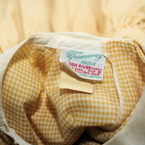 VTG 60's Kate Greenaway Girls Organza & Gold Gingham Party Church Dress Size 5 - Picture 10 of 12